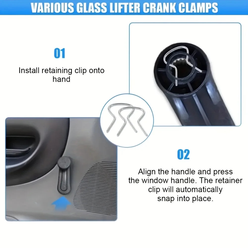30pcs Car Door Window Regulator Retainer Clips Steel Spring Clamp For Universal Vehicles Quick Install Handle Crank Clips Parts