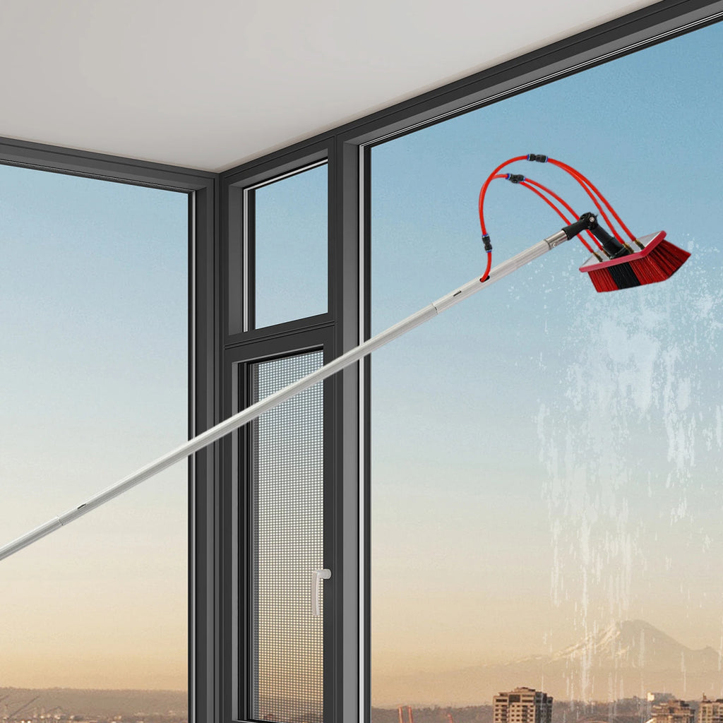 6m Telescopic Solar Panel Cleaner, 2.85kg Light High Window Washing Tool, Aluminum Alloy Water Spray Cleaning Brush, Multifunctional Outdoor Vehicle Cleaning Equipment
