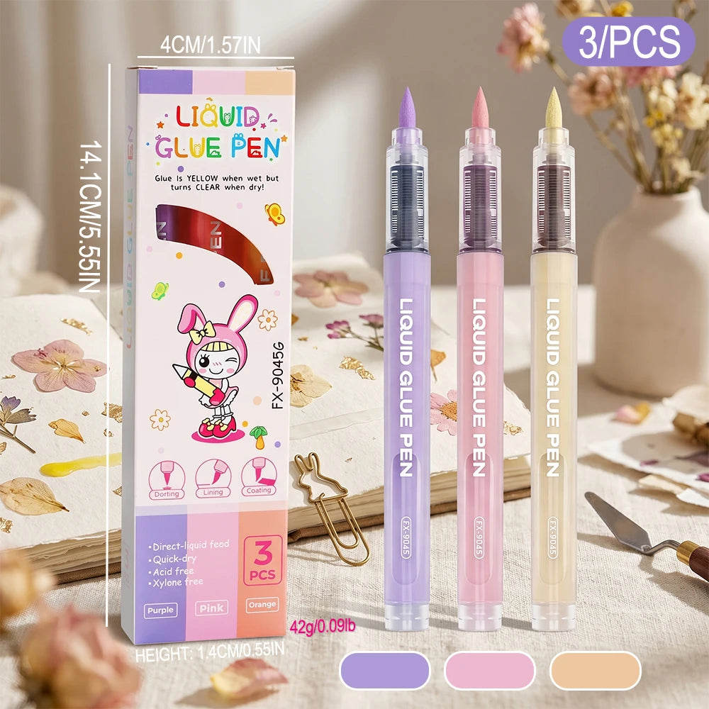 Cute Cartoon Liquid Glue Pen Quick Dry Invisible Fine Tip Adhesive Pen DIY Scrapbooking Craft Journal  Office School Stationery