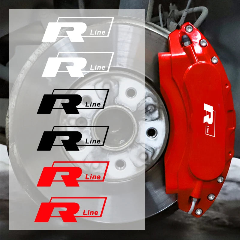 4Pcs Car Brake Caliper Vinyl Stickers for Volkswagen VW Rline R Line Golf 3 5 7 Polo Passat GTI Bora Jetta Vehicle Wheel Decals