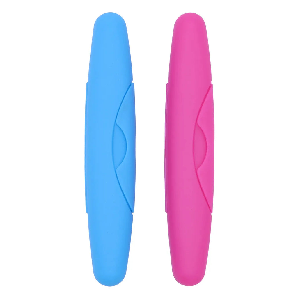 2Pcs Travel Toothbrush Box ABS Portable Protective Case with Seal Lock Bump Bottom Design for Hygienic Brush Storage and