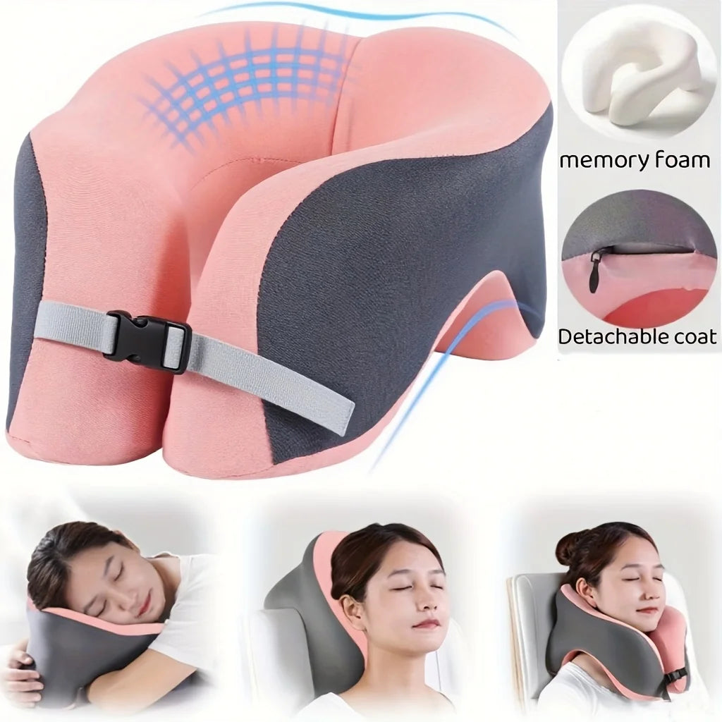 An Ergonomic U-Shaped Nap Pillow, Supporting Stomach, Back, Or Side Sleepers, Suitable for Office Naps, Travel, And Students