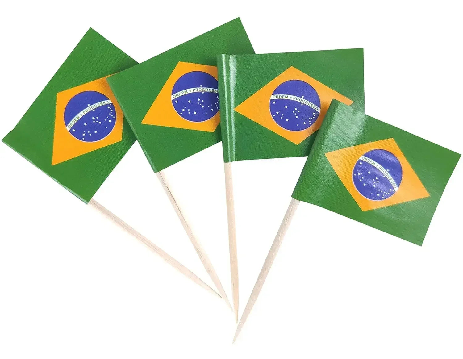 Brazil Flag Toothpick Flags Picks, 100Pcs Small Tiny Brazil Cupcake Toppers Stick Flags National Day, Birthday Party Decorations