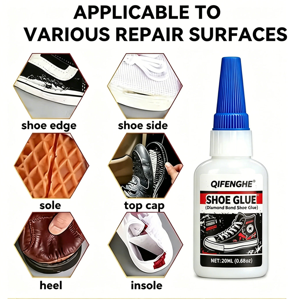 QIFENGHE Diamond Bond Shoe Glue 20ML Strong Flexible Adhesive For Sneakers Leather Canvas Rubber Sole Repair Multi Material Shoe