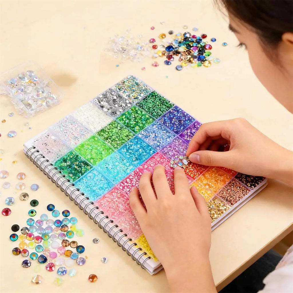 Colorful DIY Resin Rhinestone Kit Multicolor 3mm Flatback Gems with Tools and Glue for Nail Art Clothing Phone Cases Crafts