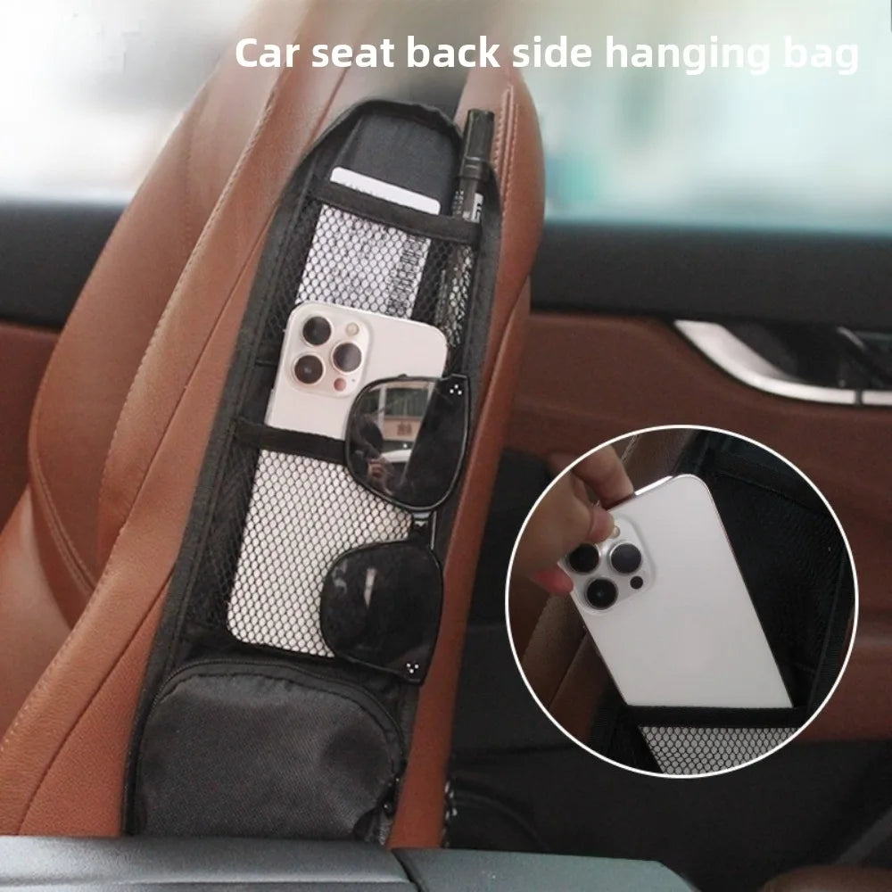 1pcs Car Seat Back Hanging Bag Oxford Cloth Waterproof Thermal Pressure Resistant Handle Side Storage Bag Vehicle Compression