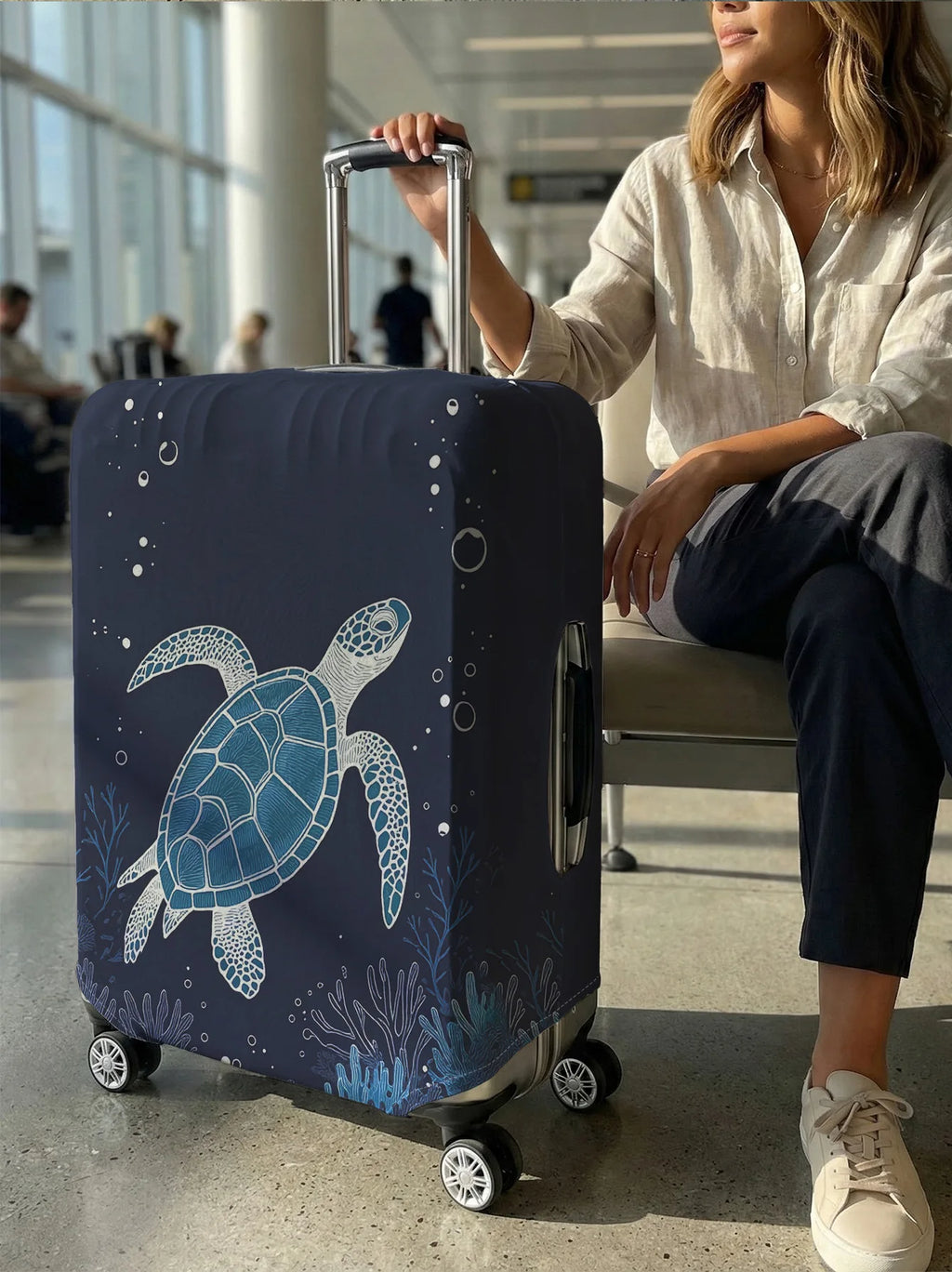 Turtle Coral Luggage Protection Cover, suitable for 18-32 inch luggage covers, luggage handle gloves, travel accessories