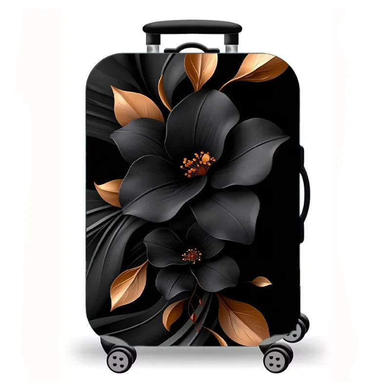 Luggage Cover, Luxury Floral Rose Print Stretch Suitcase Protector for Travel, Elegant Peony Sunflower Art Design