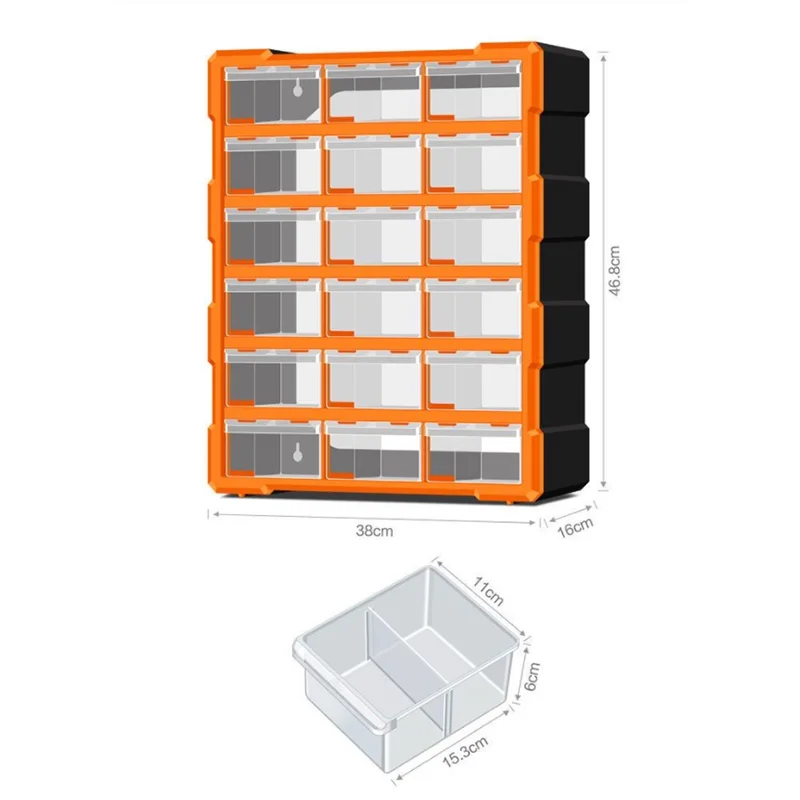 LEADLOONG 18 Grids Parts storage box accessories materials Screw box parts cabinet drawer toolbox components classification