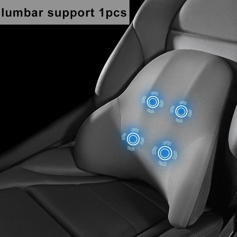 Car Electric Single Lumbar Single Headrest Vibration Massage Lumbar Support Neck Pillow Lumbar Cushion Car Seat Car Interior