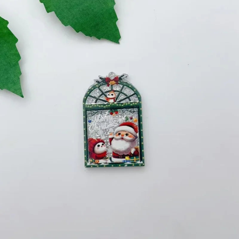 10pcs Christmas Series Acrylic Accessories - Santa Claus, Heart, Creative Bear, and More Decorative Add-ons