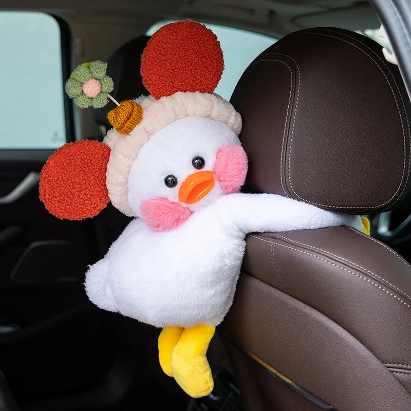 Car Drawer Box hang Cute Duck Plush Dolls  Car Hanging Net Red Creative Cute Car Tissue Bag Multi-function Car Supplies ornament