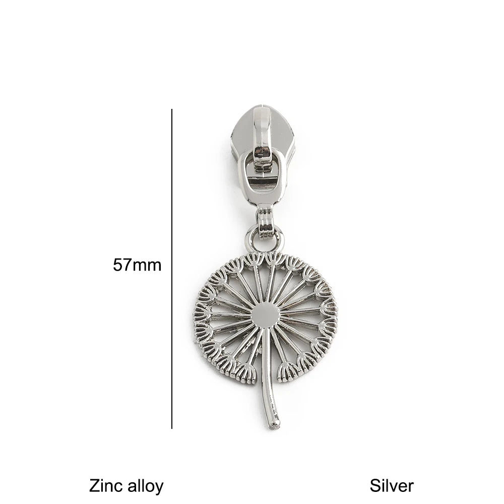 10/30/100PCS 5# Dandelion,Fern Leaf Shape Limited Letter Embossed Zipper Puller Sliders For Handbag Backpack Garment Accessories