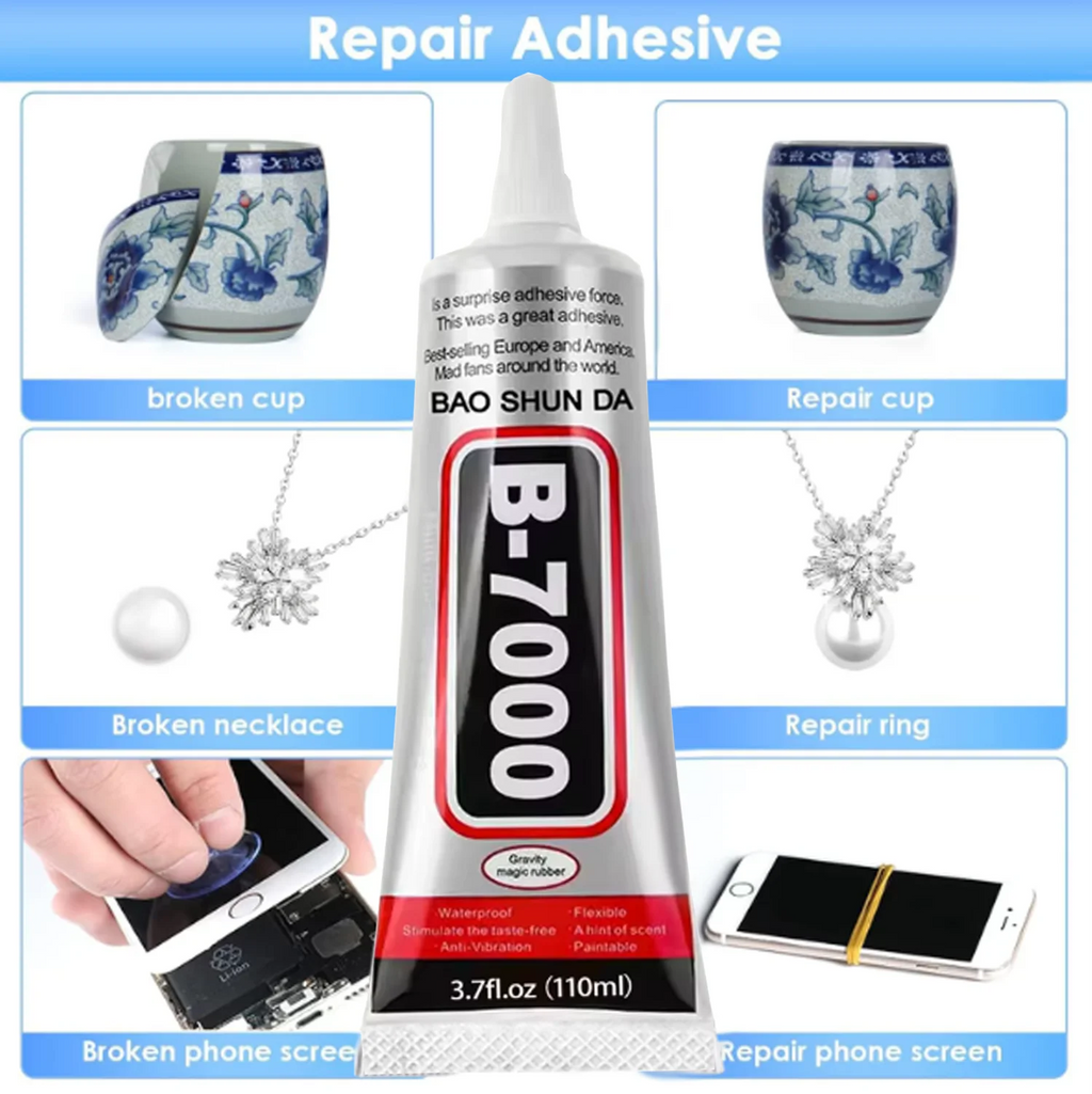 B7000 Jewelry Adhesive Liquid Ounce Transparent Adhesive - Used for rhinestones, mobile phone repairs, nail art, glass, jewelry.