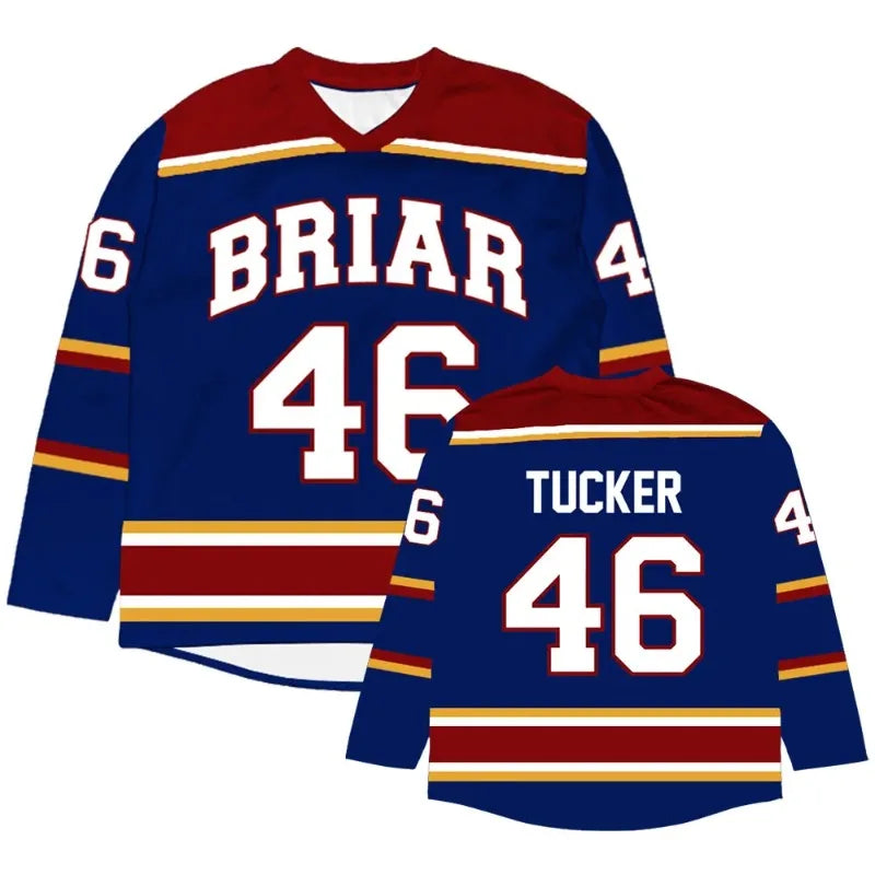 Briar University Off Campus Hockey Jersey Graham 44 DI LAURENTIS 66 Tucker 46 Long Sleeve 3D All Over Print Unisex T Shirt