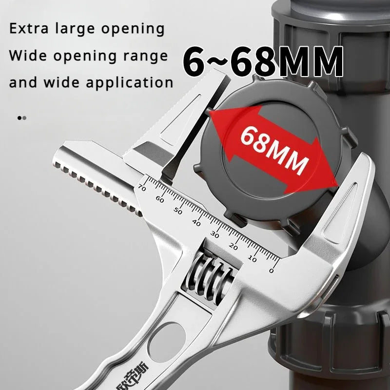 OUDISI Adjustable Wrench Multi Functional Dual Use/Four Use Large Open End Wrench Household Open Bathroom Pipe Adjustable Wrench