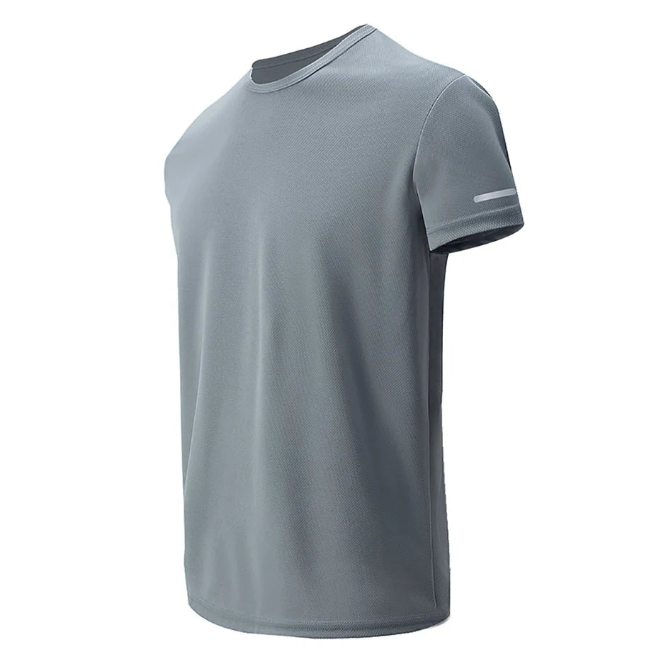 Men's Solid Color Short Sleeved SpringSummer Quick Drying Breathable Sports And Fitness Comfortable Plus Size Top Casual T-Shirt