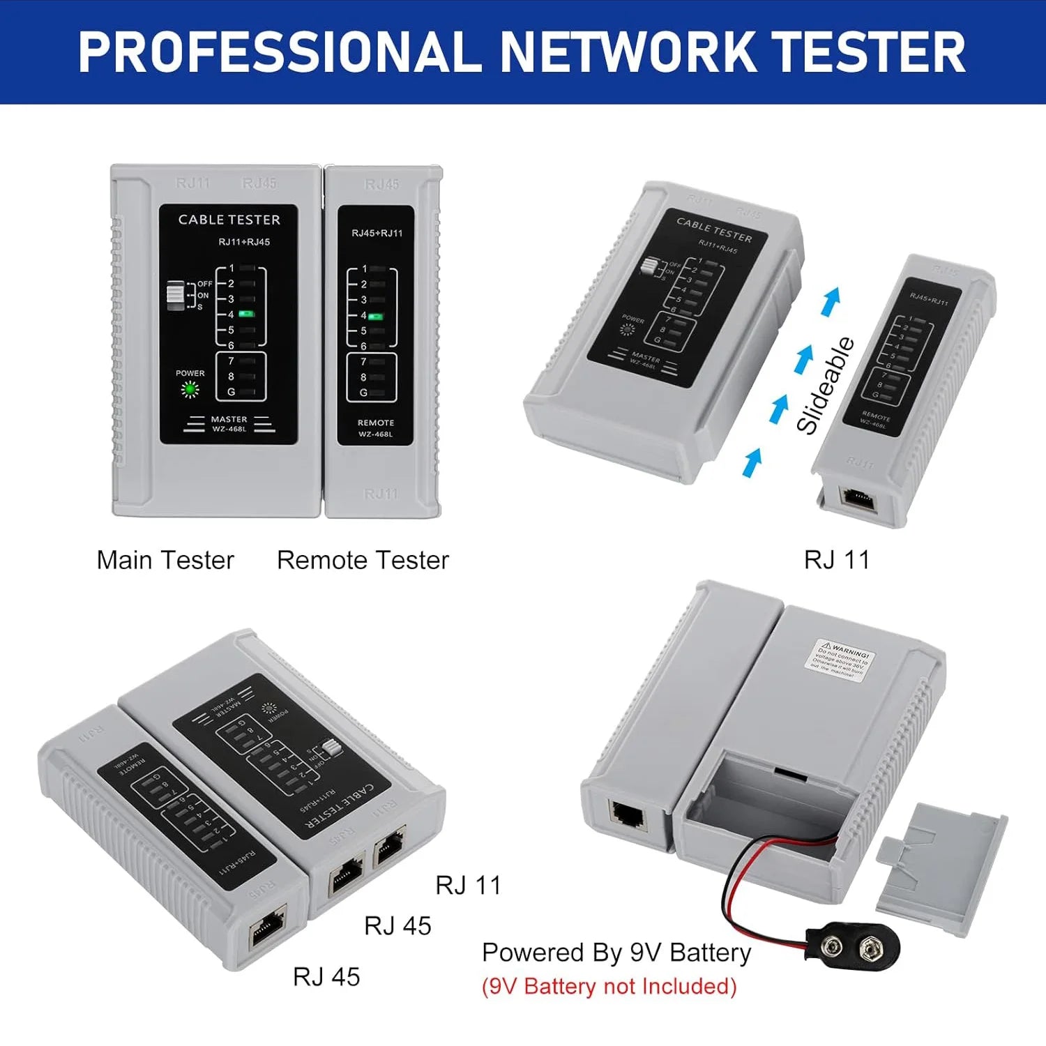 RJ45 CAT6 Crimping Tool Kit with Pass Through Connector,Boots and Tester for Cat5e Cat6 UTP Ethernet Cale