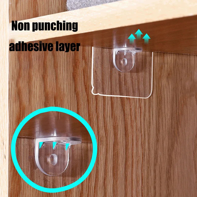 Shelf Bracket Adhesive Nail Self-Adhesive Wardrobe Shelf Bracket Clip Wall Hanging Bracket Partition Non Punching Strong Bracket