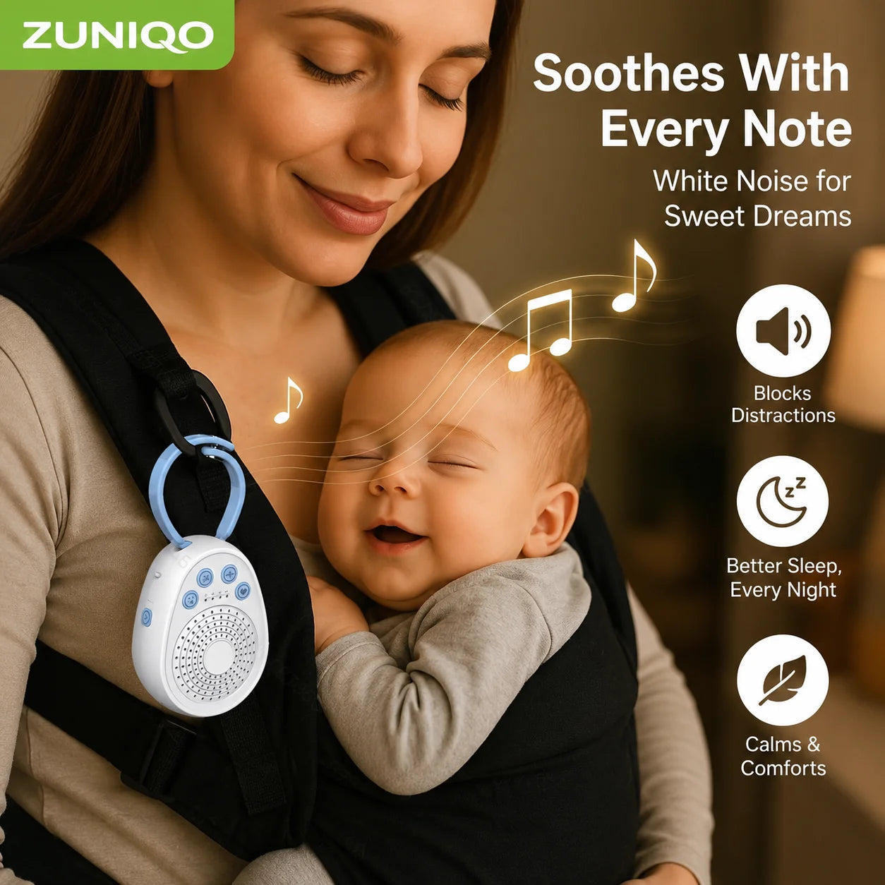 Baby White Noise Machine, Sleep in 3 Minutes, 20 Soothing Sounds, Portable USB Mini Sleep Device for Newborn, Travel & Crib