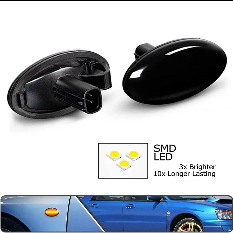 2Pcs Dynamic Amber LED Side Marker Turn Signal Sequential Blinker Light For Subaru Liberty Forester Impreza Wrx Sti 2002-2007