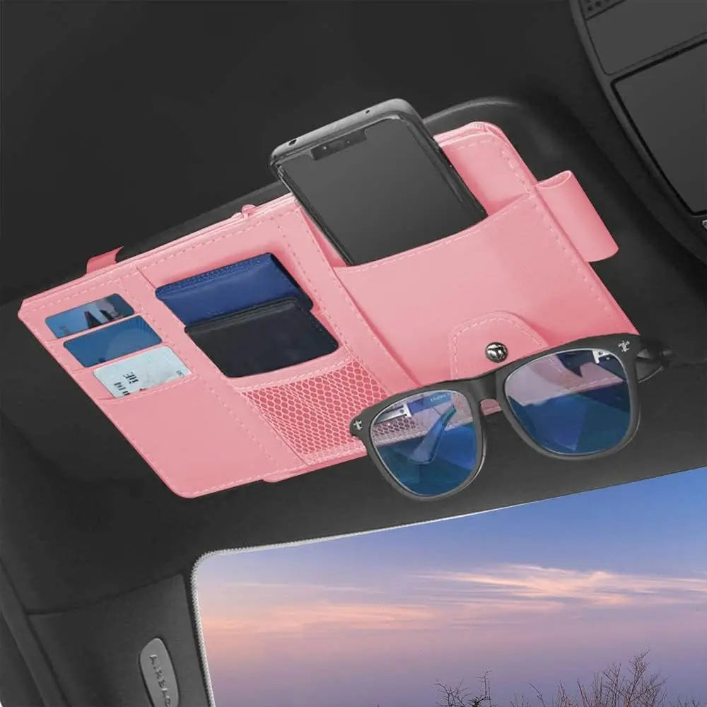 Car Visor Organizer, Auto Interior Accessories, Car Truck SUV Storage Pouch Holder, with Multi-Pocket Net Zipper