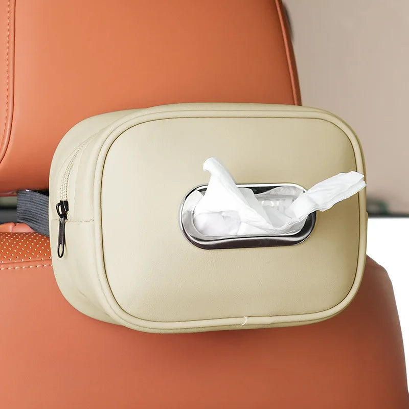 1Pc Car Leather Tissue Box Sunshade Backrest Sunroof Hanging Creative Leather Car Interior Accessories