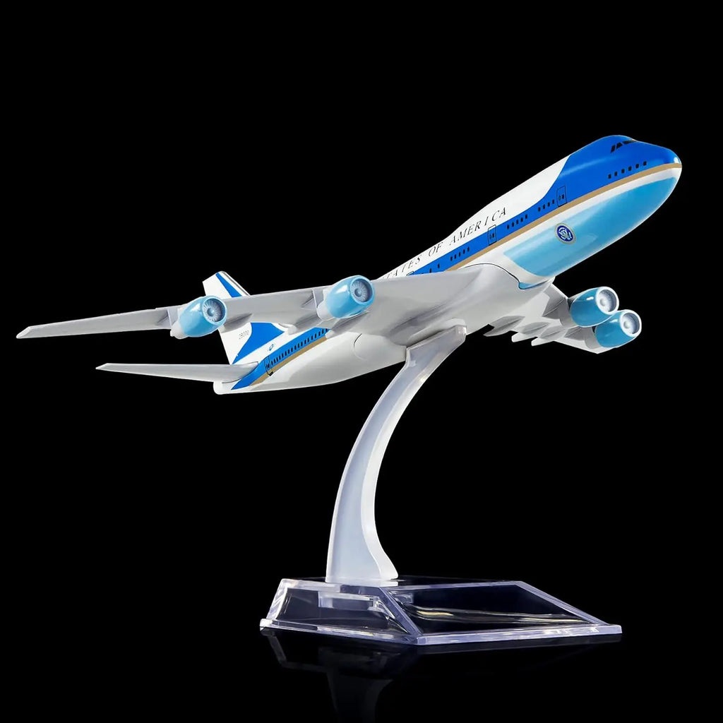 1/400 Scale 16cm Air Force One B747 Metal Diecast Toy Airplane Model Kit with Stand for Collections and Displays or Boys Gift