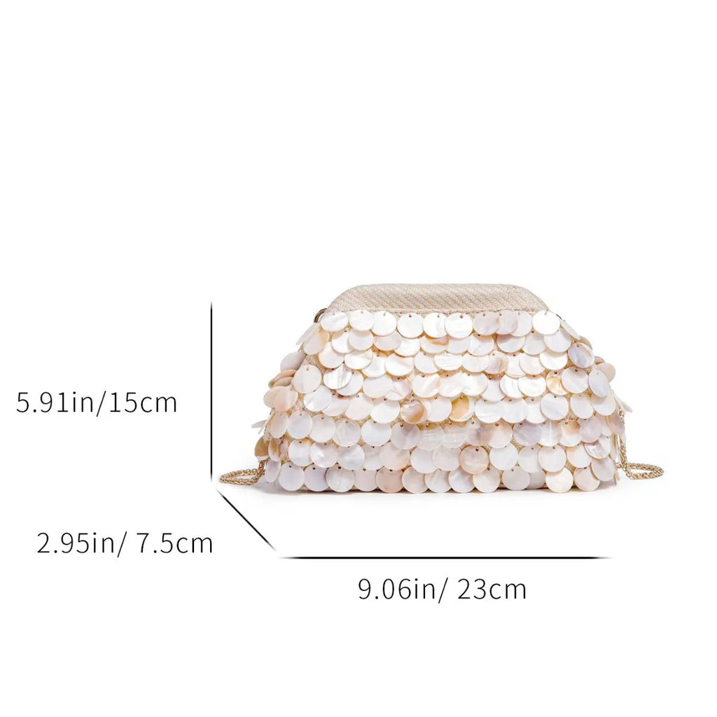 Handmade Shell Bead Bracelet Bag Elegant Crossbody Handbag Polyester Fiber Small Size Casual Style Summer 2026 Pure Color