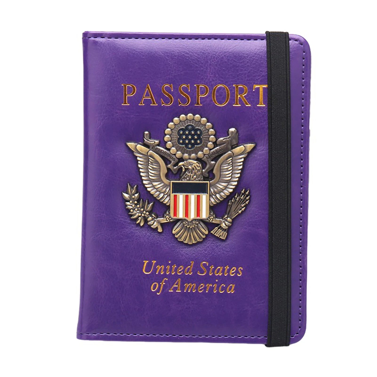 Rfid-Passport Holder For Travel Novelty Waterproof Passport Holder Cover With 3D Metal Badge Portable Card Wallet For Bank Cards