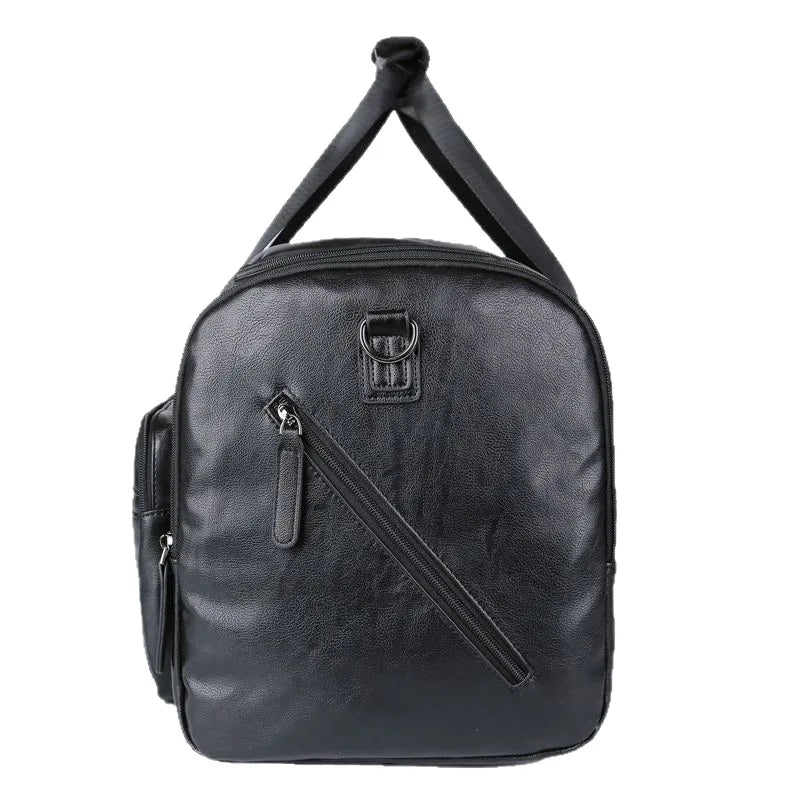 Large Men's Travel Tote Soft Leather Business Trip Holiday Handbag PU Shoulder Black Brown Bag Man Carry ON Luggage Pack Bags