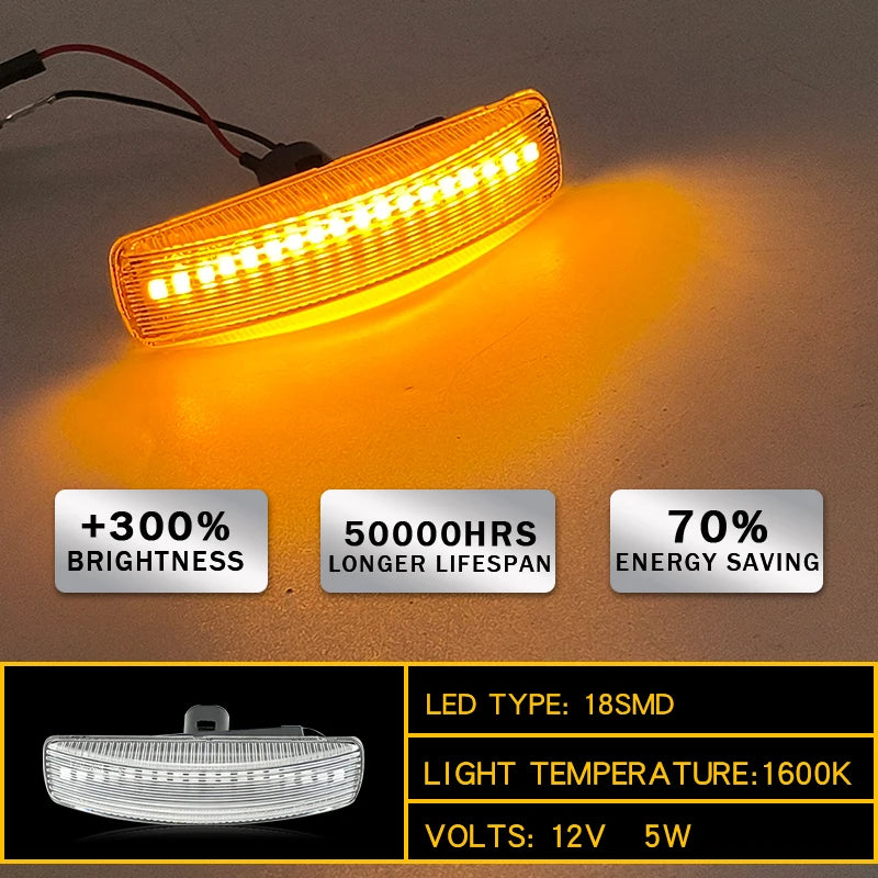 2Pcs LED Turn Signal Dynamic Side Marker Lamp Repeater Indicator Light For Land Rover Freeland 2 Discovery 3 4 Rover Sport L320