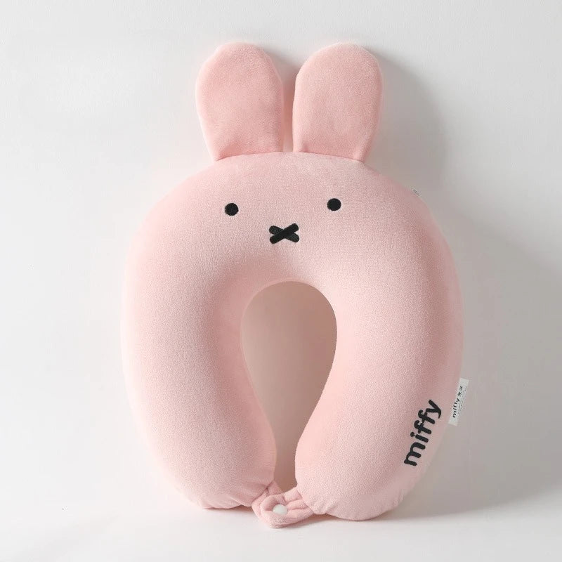 Cute Hot Anime Miffy Rabbit Ears Cartoon Memory Cotton Neck Pillow Four Hump Neck Pillow Comfort U-pillow Travel Car Plane Miffy