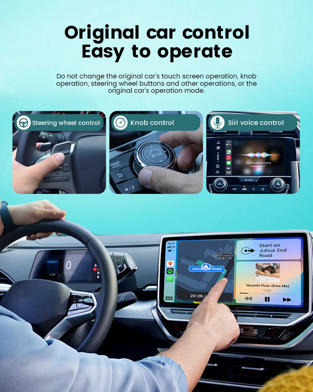 HEYINCAR 2 in 1 Interface Wireless CarPlay/Android Auto Wireless USB/TYPE-C Adapter Smart Mini Box Plug Fast Connect Universal