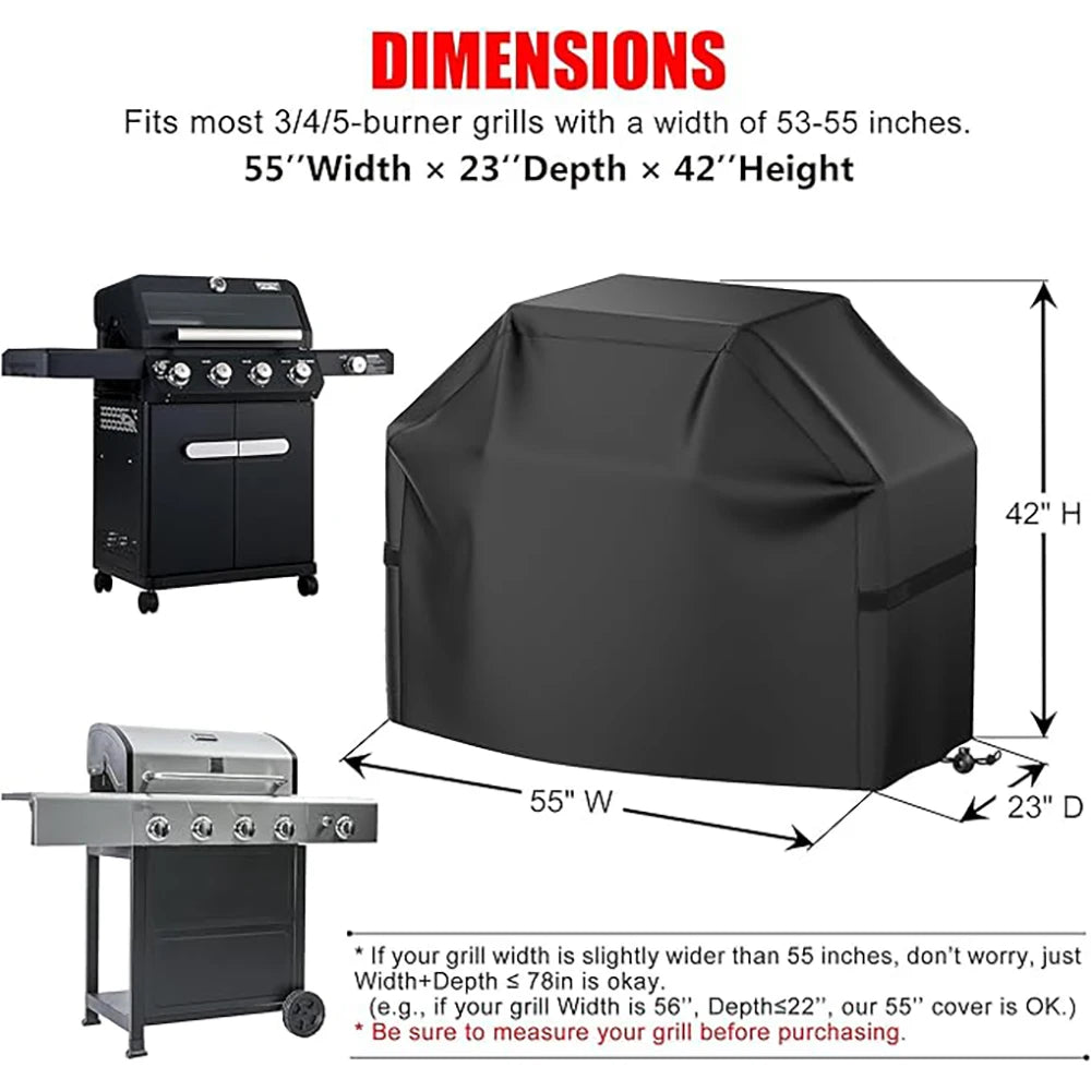 Gas Grill Cover 22-72 Inch, Waterproof Anti-UV Fade Resistant BBQ Cover, Hook-and-Loop Straps for Most Grills