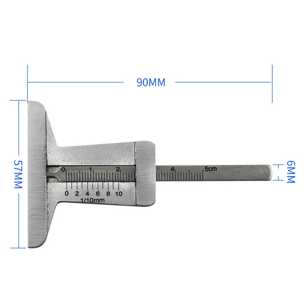 1 PC Vernier Depth Gauge Car Tyre Tire Tread Depth Gauge Meter Ruler Caliper Stainless Steel Measure Tool Accessories