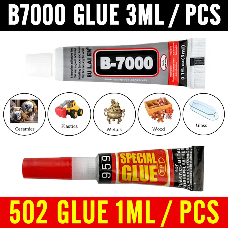 B7000 Super Glue Instant Strong Adhesive 10/20/50pcs Wood Rubber Metal Glass Cyanoacrylate Nail Gel 502 for Stationery Store
