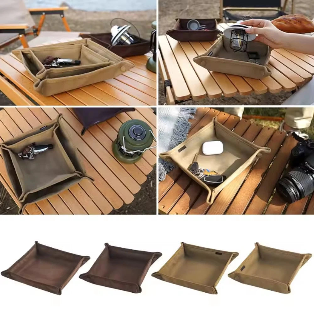 Outdoor Camping Storage Tray Home Travel Storage Box Camping Portable Folding Table Stacked Square Clutter Storage Tray