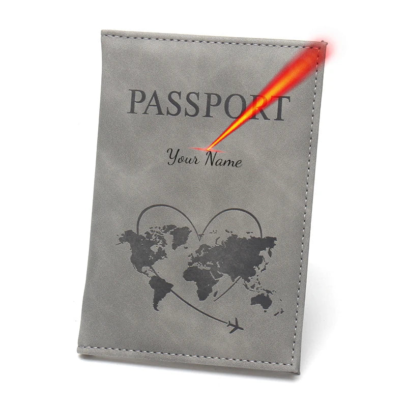 Laser Engarving Name Passport Cover Travel Wallet Pu Case for Passports Passeport Personnalisé Names Number