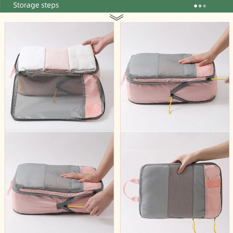 3pcs High Quality Packing Cubes Set Mesh Visible Travel Clothing Organiser Bag Portable Suitcase Pouch Compression Packing Cube