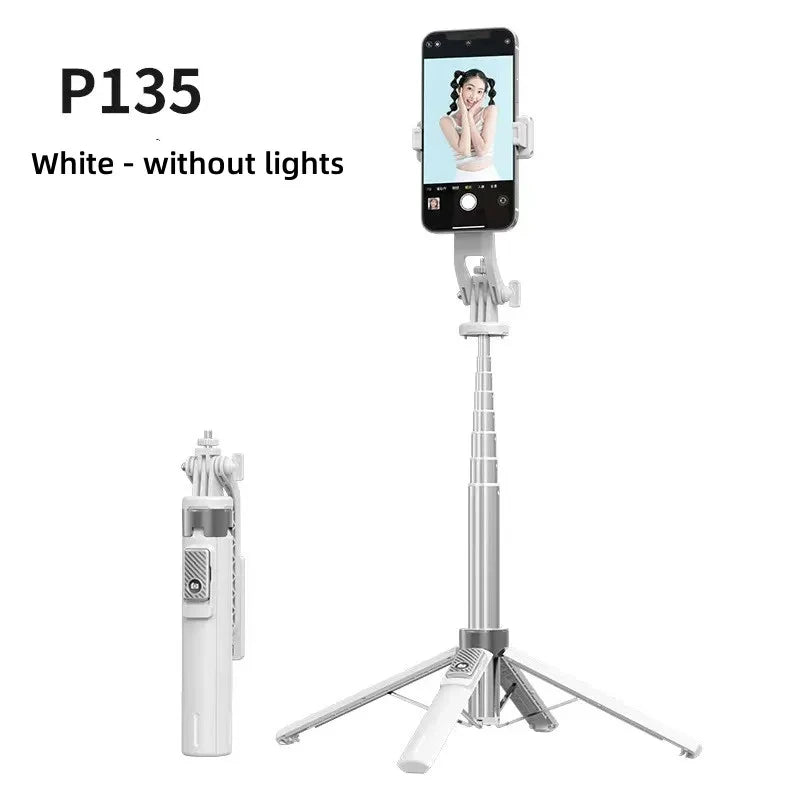 P130/P135 Selfie Stick 1.35m Extendable Four-Legged Stable Selfie Stick Rechargeable Wireless Remote for Live and Selfie