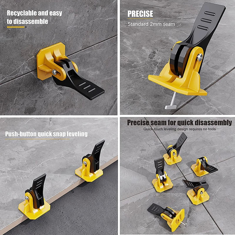 200PCS Reusable Tile Leveling System For Leveling Floor Tiles Hand Tile Leveling Device Construction Tools Parts Set