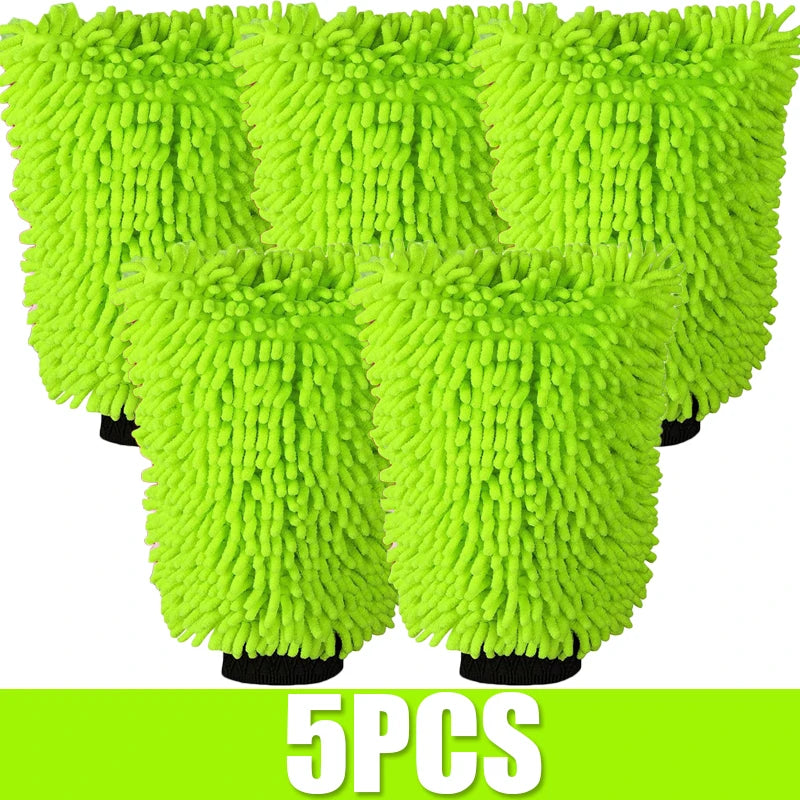 1-10PCS Microfiber Car Wash Green Gloves Portable Car Cleaning Mitt Super Absorbent Sponge Scratch Free Auto Cleaning Tool