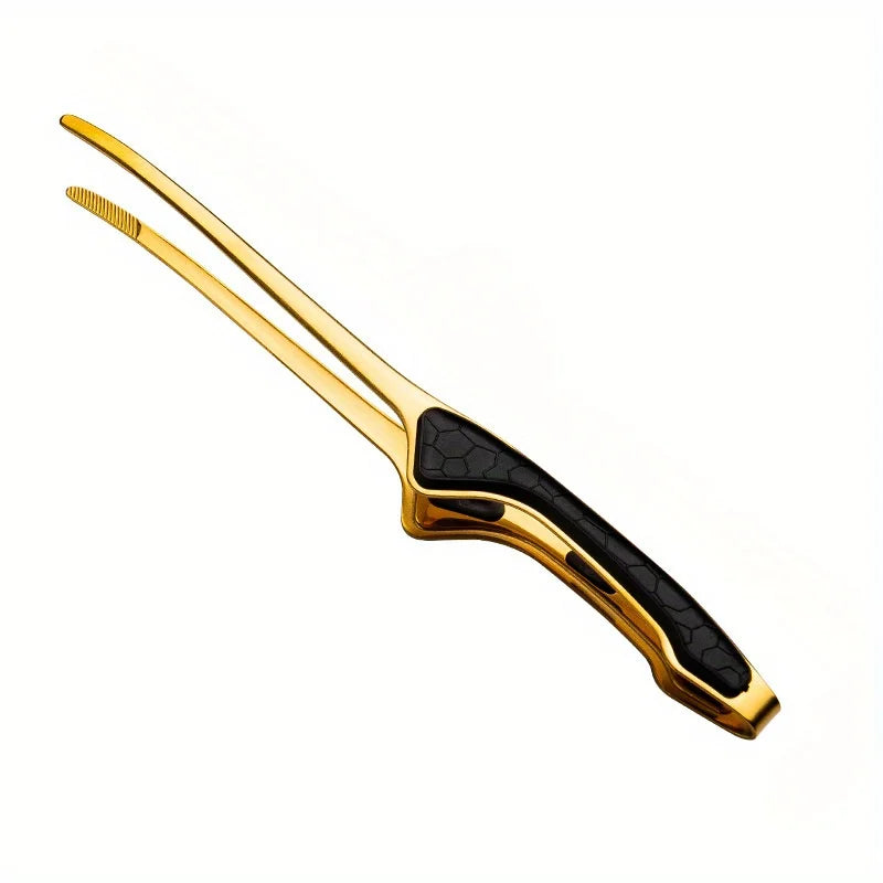Silver Stainless Steel BBQ Tongs Non Slip Easy Clean Reusable Cooking Utensils for Serving Food Camping BBQ Buffet Oven Tools