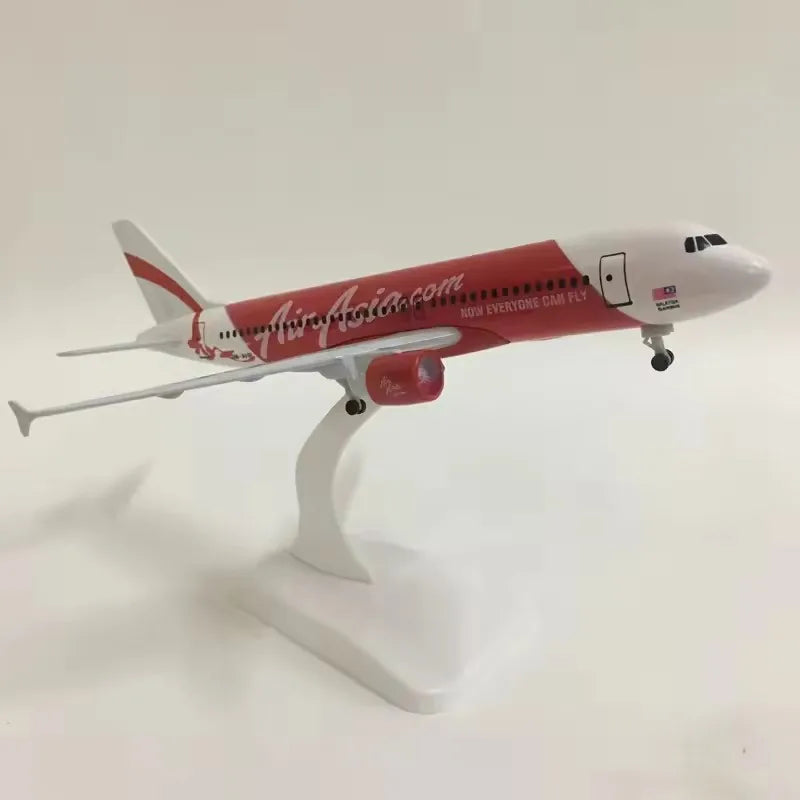 20CM Alloy Metal Airplanes A320 Red Air Asia Airways Plane Model 1:400 Scale Airbus Replica Model Ornament with Landing Gear