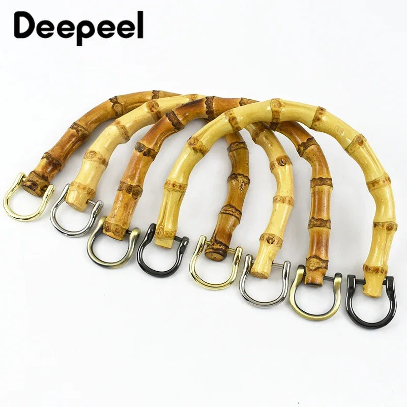 2/4Pcs Deepeel 12cm Natural Bamboo Bag Handles for Women Handbag Handle Purse Frame DIY Handmade Making Bags Replace Accessories