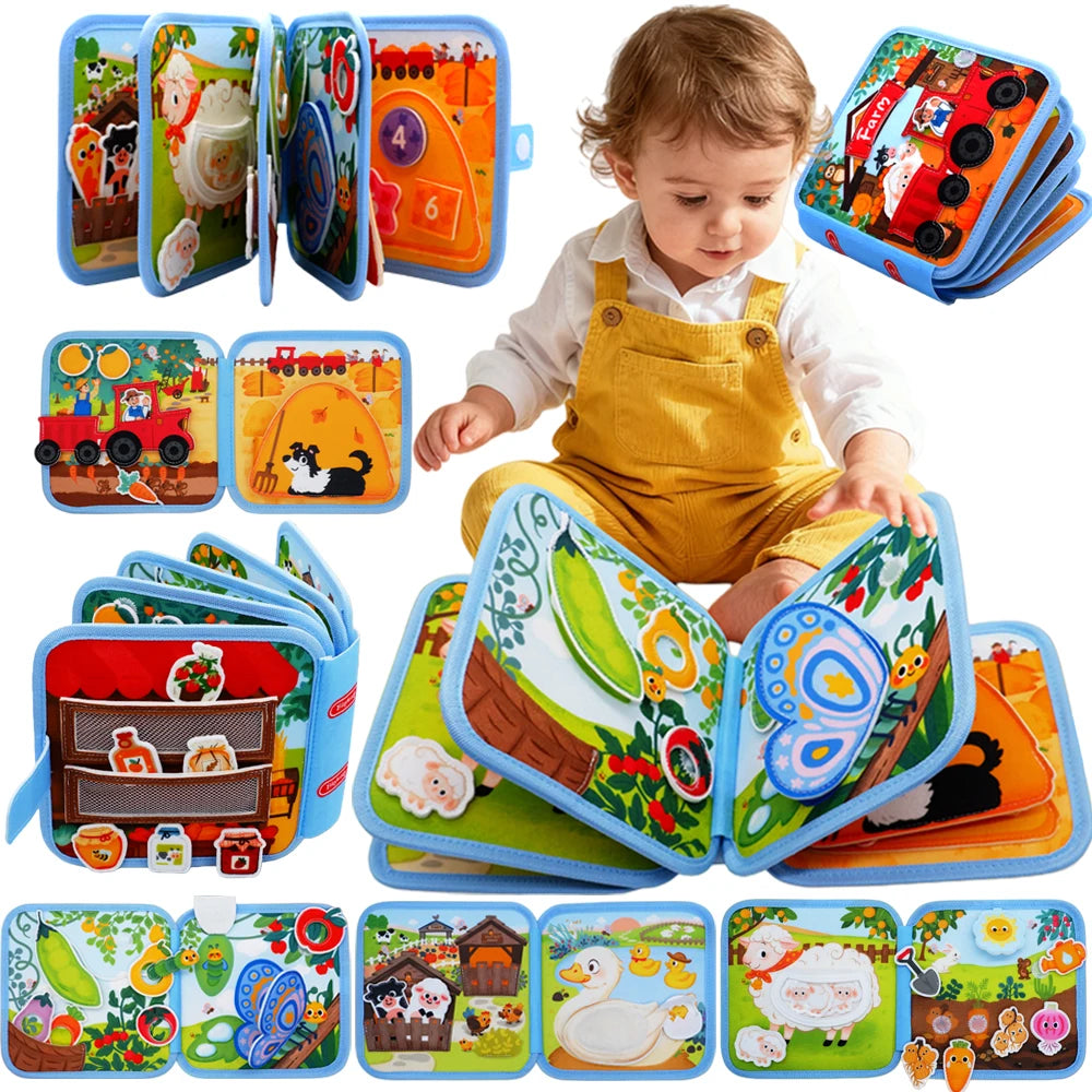 3D Farm Busy Board Quiet Book Soft Felt Montessori Toy For Fine Motor Skills Early Educational Travel Toys For Children Gifts