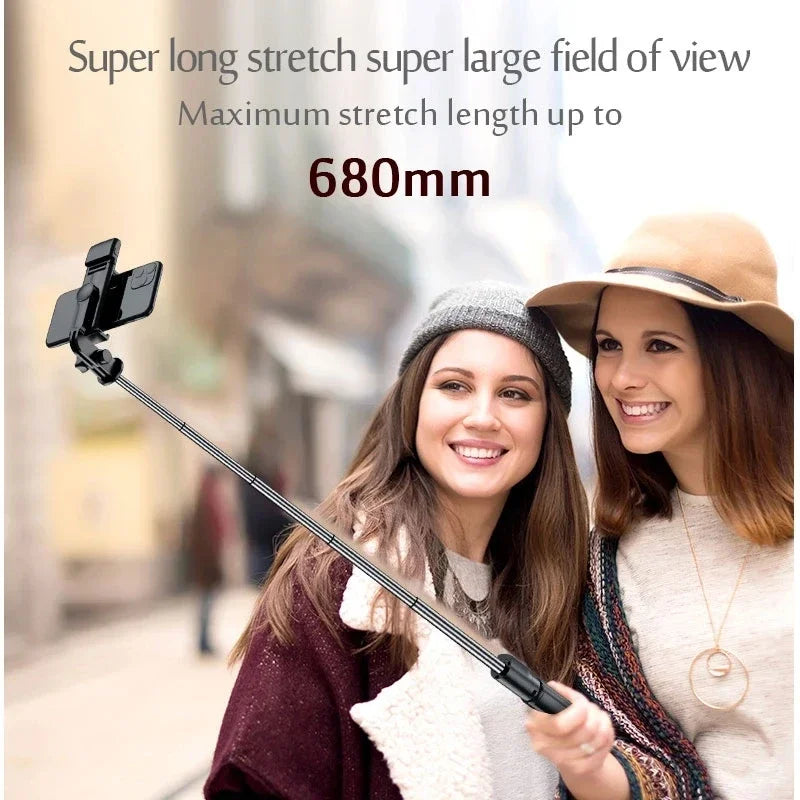 Selfie Stick Wireless Tripod Stand With Light Bluetooth Remote Extendable Portable For IPhone Mobile Phone Live Streaming Travel