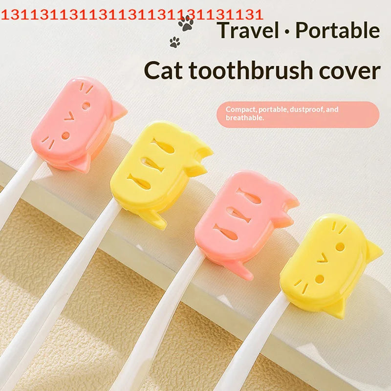 4pcs Cat Shape Travel Toothbrush Head Covers Toothbrush Protector Cap Case Protective Portable Plastic Clip For Household Travel