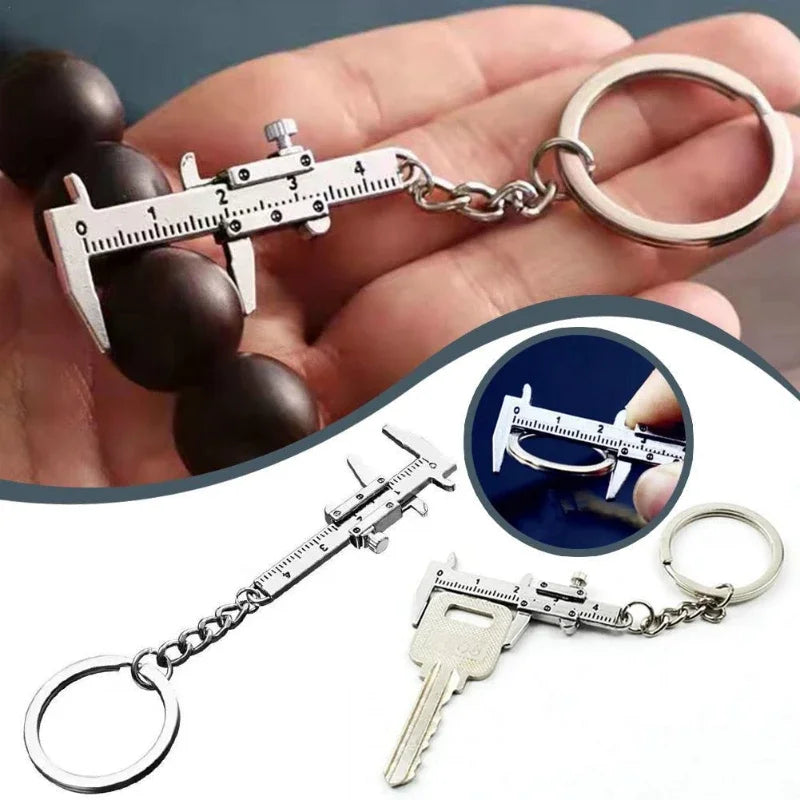 Mini Vernier Caliper Pocket Key Chain Keyring Ornaments Small 3D Movable Precision Measure Tool Accessories Slider Ruler Alloy